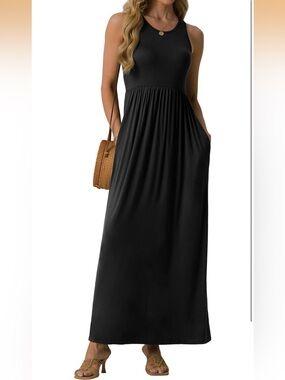 Sleeveless Black Racerback Maxi Dress - Elegant Everyday Style